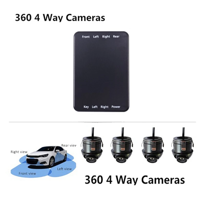 

Universal Car Video Camera 360-Degree Panoramic Car Camera Control Switch 4-Way Converter + 360-Degree Reversing Camera