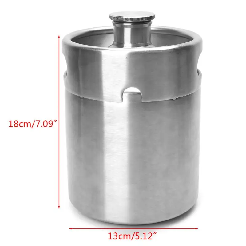 2L Homebrew Growler Mini Keg Stainless Steel Beer Home Brewing Making Bar Tool