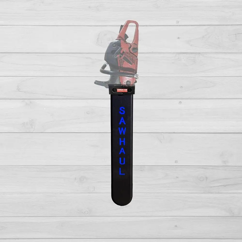 Base con vaina Kit porta motosierra Superficies planas 28 pulgadas Funda azul Soporte de montaje fijo Compatible con todas las motosierras