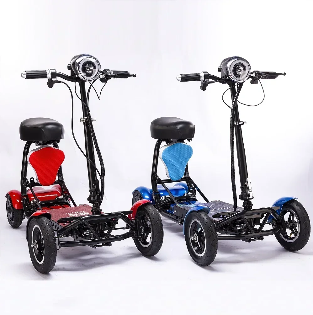 Adult 4-Wheel Electric Bicycle Small Folding Elderly Scooter Lithium Battery Elderly Mobility Scooter Disabled Electric Scooter