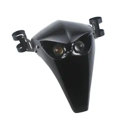 Custom Matte Black 12V LED Hi/Lo Beam Headlight Fairing Skull Headlamp w/43-46mm Head Lamp Fork Tubes Chopper Cafe Racer Bobber