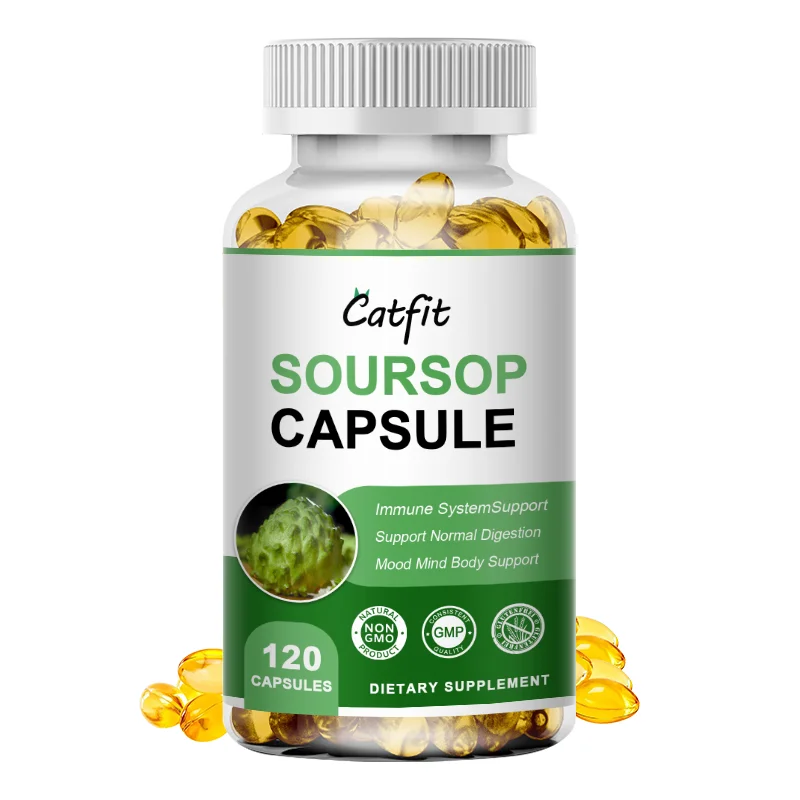 Catfit Soursop Graviola Leaves Capsules for Cell Support,Regeneration,Stress Relief,Immune Digestion Cellular Beauty Health