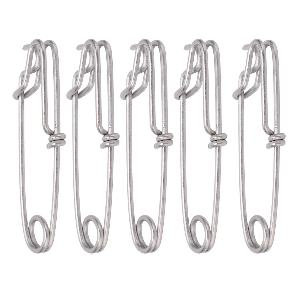 5PCS Durable Stainless Steel Long Line Clips 5 Sizes Easy On/Off Snap Swivel Closed Eye Pin Tuna Fishing