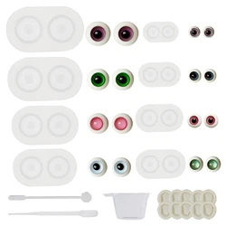 6PCS Doll Eye Mold Eyeball Resin Molds Resin Eyeball Casting Decorative Epoxy Eye Mold with Accessories