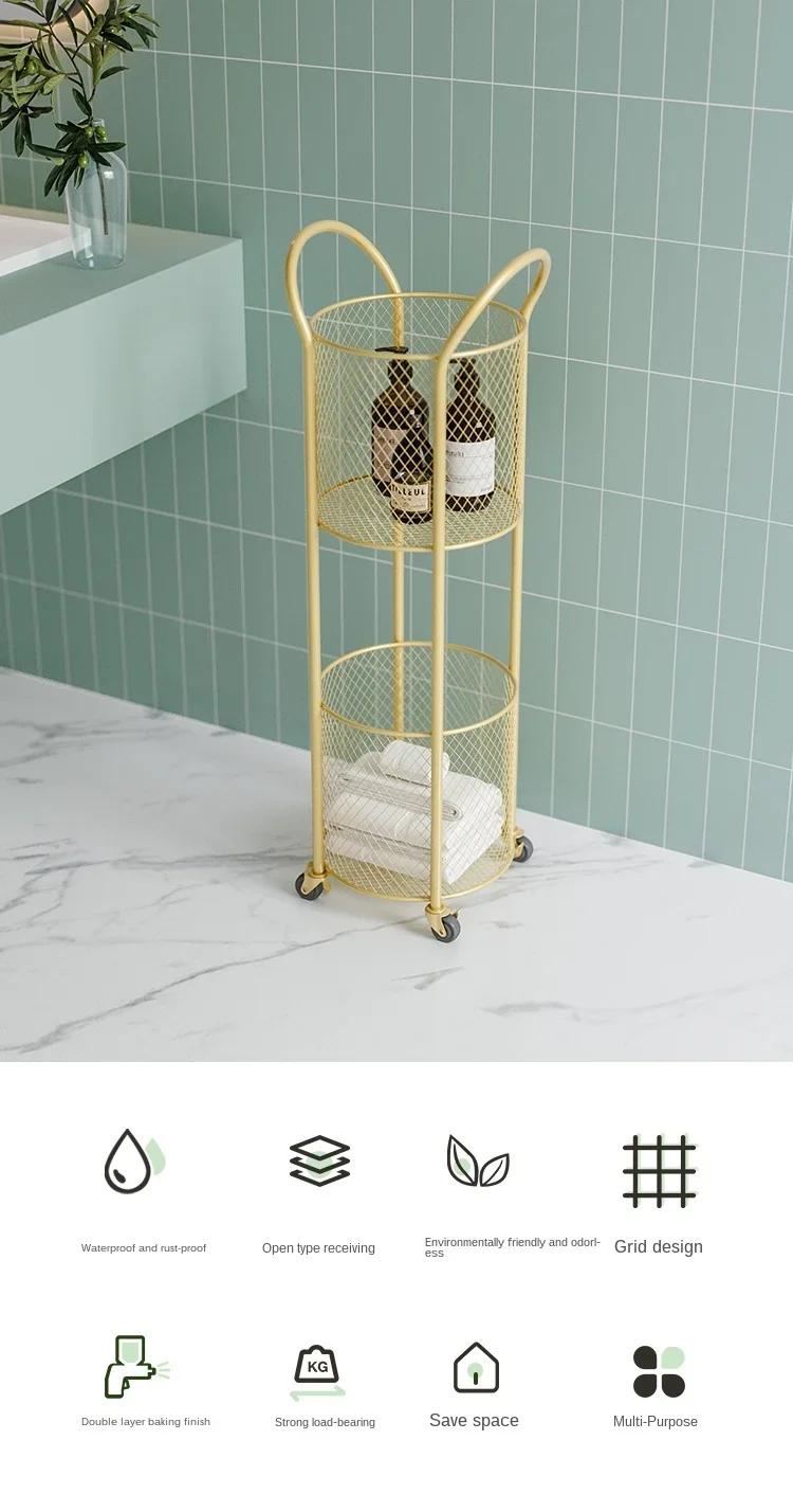 Nordic Wrought Iron Shelf - Creative Kitchen Storage Rack, Fashionable Bathroom Toiletries Trolley, Stylish Metal Storage Cart