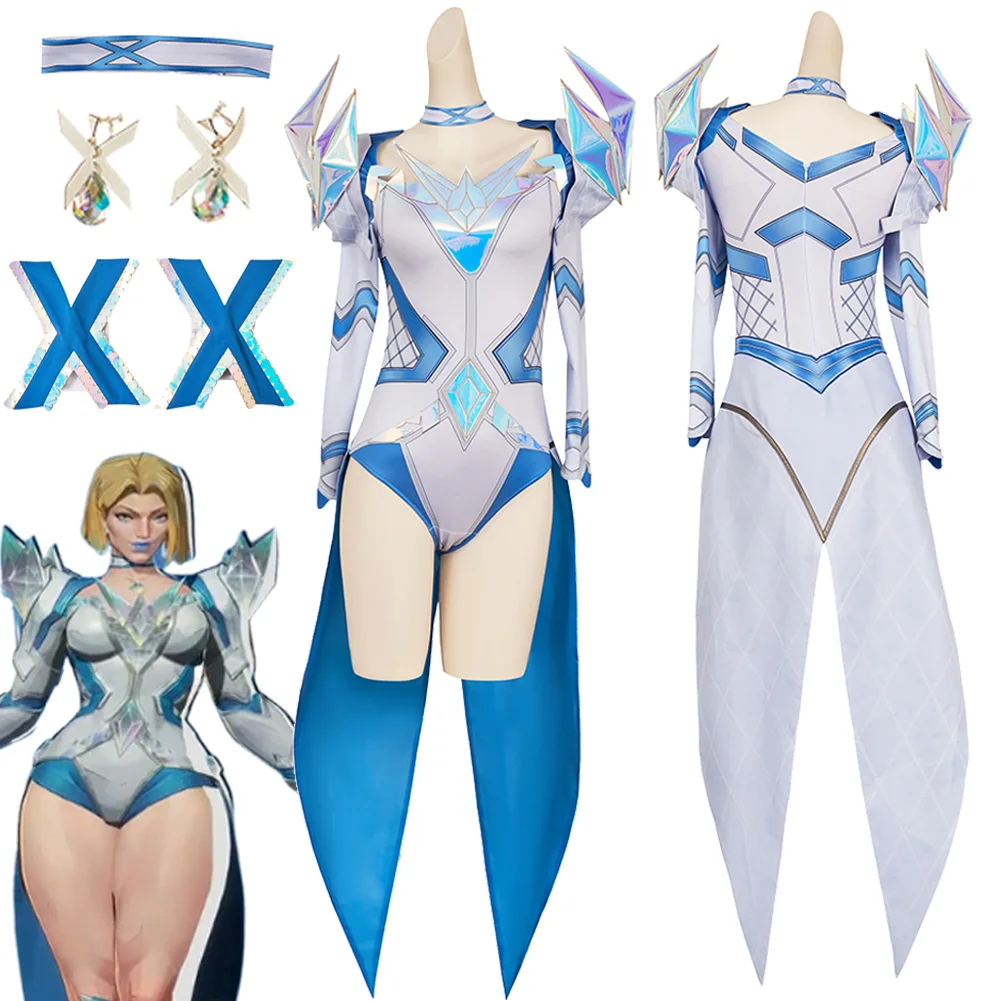 

Emma Frost Cosplay Game Rival Costume Women Sexy Jumpsuits Bodysuits Halloween Party Roleplay Disguise Suits Female Adult Girls