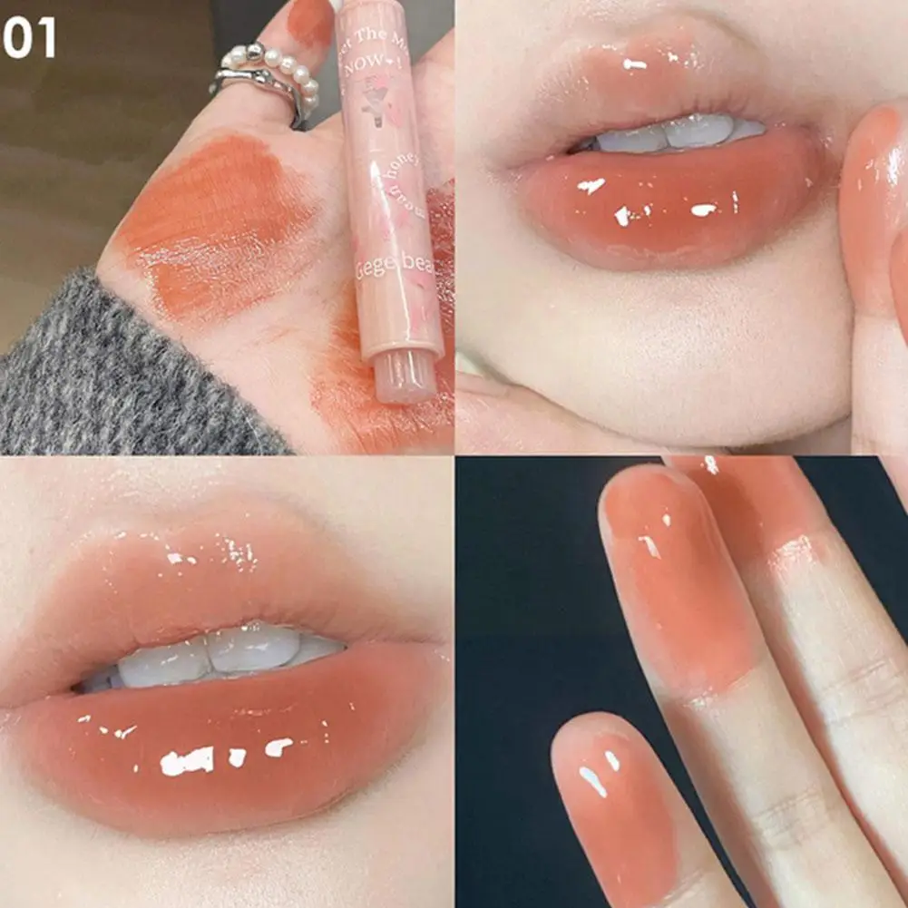 6 Farben Flortte Lippenstift Stift Gelee Spiegel Wasser Lippen Schönheit dauerhafte feuchtigkeit spendende Mädchen sexy Lip gloss Lip Tint Glasur Cosmeti e0u7