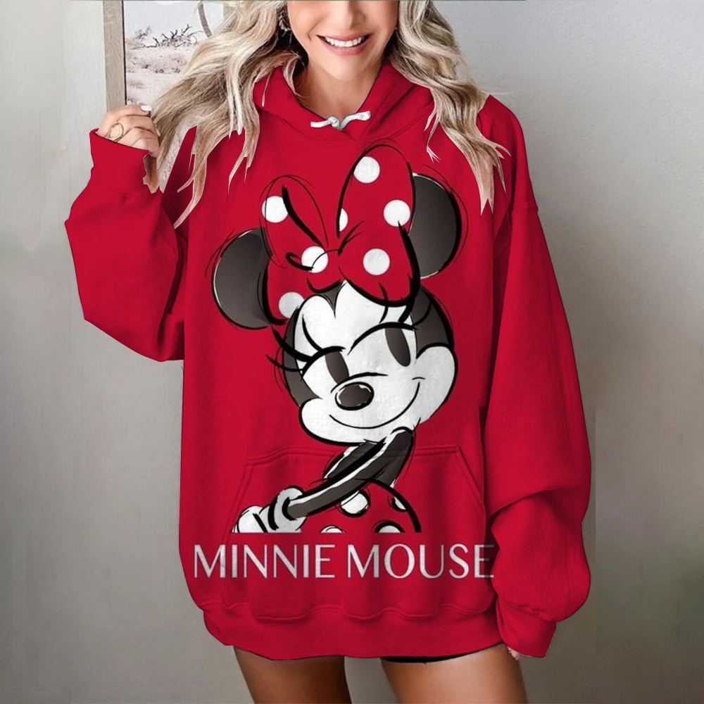 Disney Mickey Mouse Graphic Printing Hoody Woman Fashion Sweatshirt Casual S-3XL Hooded Autumn Oversized Clothing