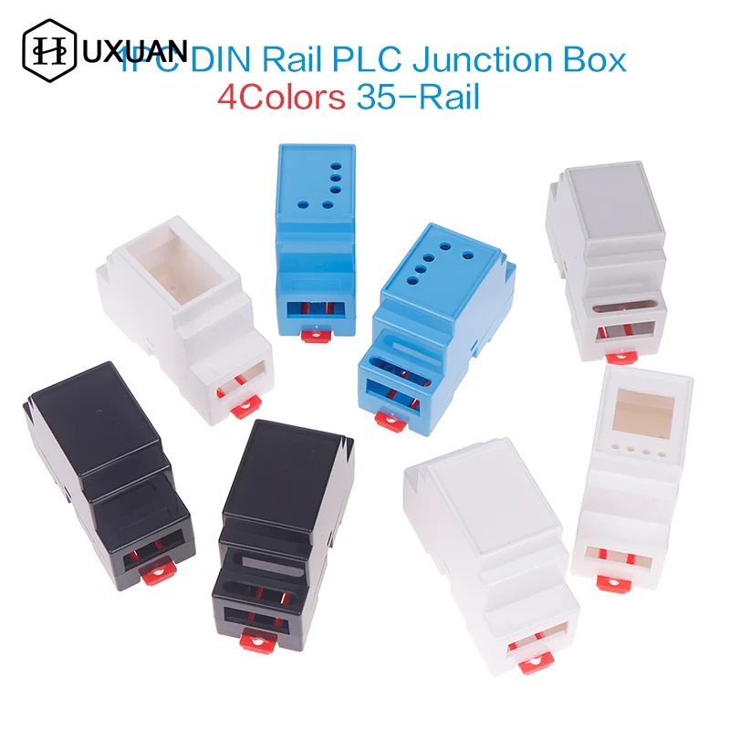 1PC DIN Rail PLC Junction Box Plastic Electronics Box Project Case 4Colors 88x37x59mm 35-Rail Mounting Instrument Housing