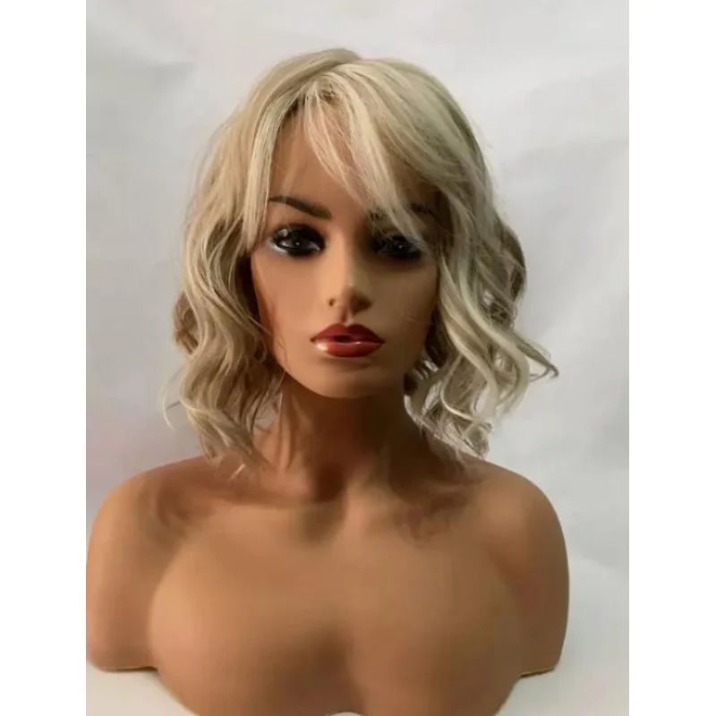المرأة قصيرة شقراء متموجة كاملة # 88-85 باروكات شعر صناعية طبيعية يوميًا