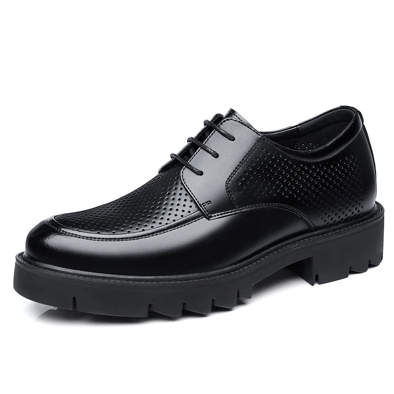 8 10 Cm High Heel Shoes for Men Inside High Shoes Male Hollow Business Cow Leather Mens Dress Shoes Designer Luxury Wedding Shoe