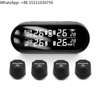 Promata Smart Solar TPMS - Car Tire Pressure Monitoring System with 6 Sensors, Temperature Alerts, & Wireless Display