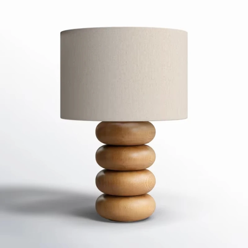 

Modern desk lamp with solid walnut body and fabric shade