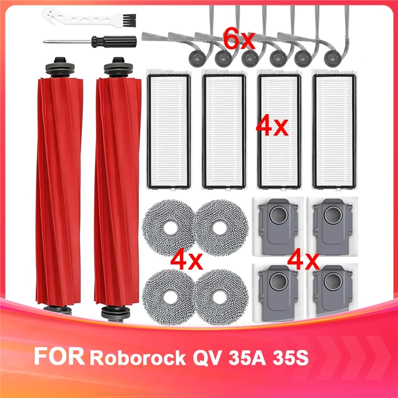 مجموعة استبدال الملحقات A83G للمكنسة الكهربائية Roborock QV 35A 35S، أسطوانة الفرشاة الرئيسية، مرشحات Hepa