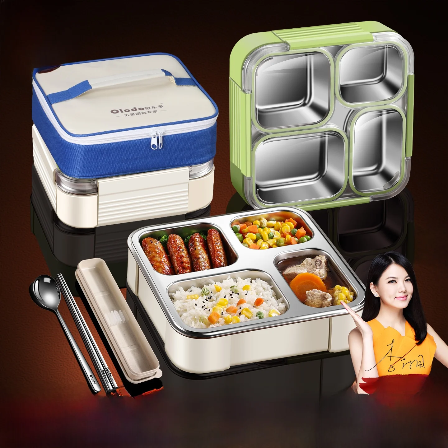 

Изолированный ланч-бокс из нержавеющей стали 304 с разделителями, портативный контейнер для еды для студентов и офисных работников, легко моется.