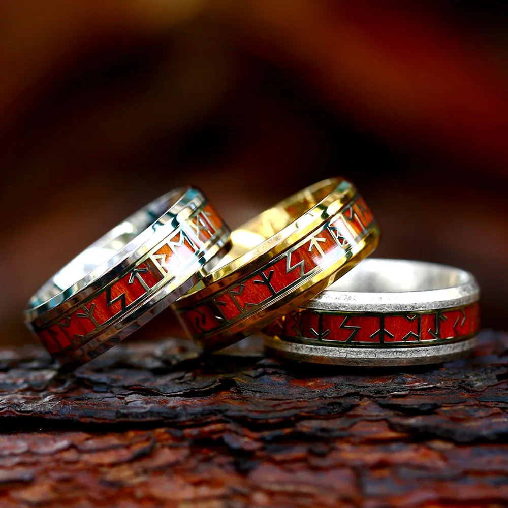 Fashion Norse Mythology Viking Runes Ring For Men Women Punk Retro Simple Round Rings Amulet Jewelry Creativity Gift Wholesale