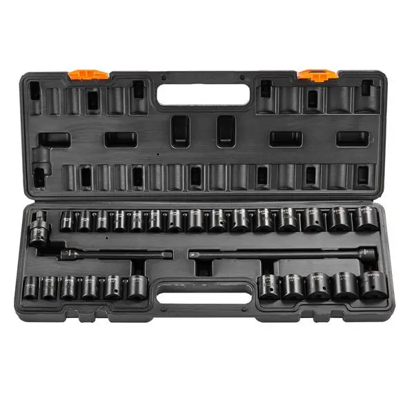 

VEVOR Impact Sockets Set 29pcs 6-Point 3/8in Drive Bit Ratchet Tool Kit Case