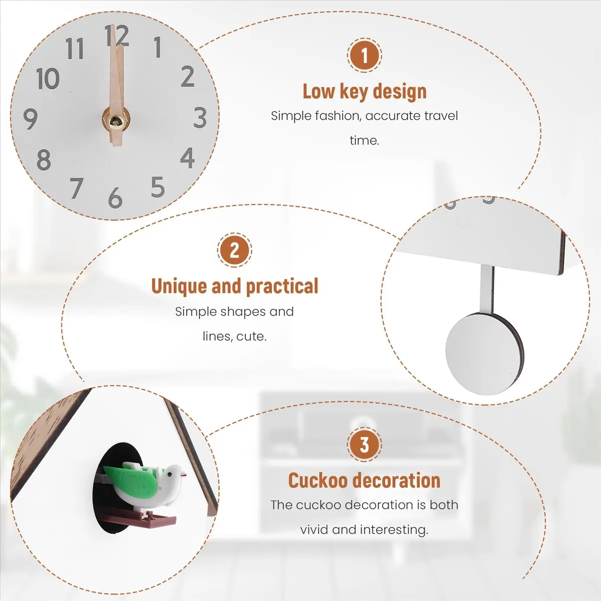 【ABFS】Modern Bird Design Quartz Wall Hanging Clock Timer Quartz Wall Clock for Home Decoration