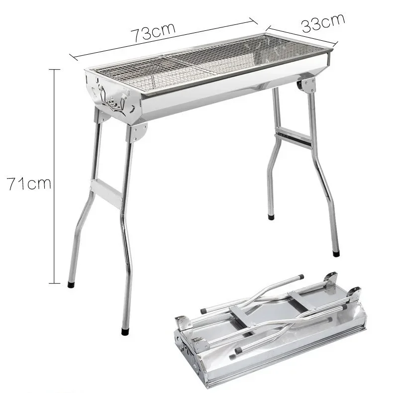 Barbecue Grill Outdoor Portable Folding  Camping Stainless Steel BBQ Charcoal