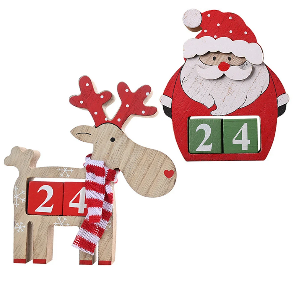 

1Set Christmas Wooden Perpetual Desk Calendar Decorative Creative Reusable Advent Calendar Christmas Ball Home Supplies