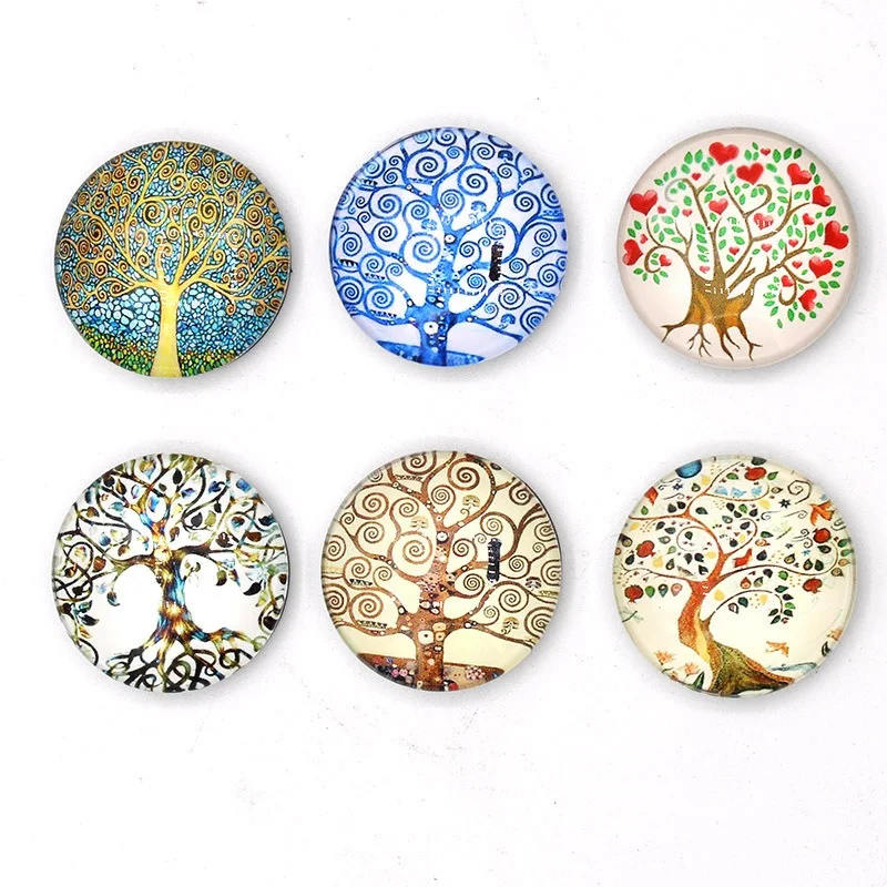 200pcs Mixed Wishing Tree Gem Patch Charms For DIY Jewelry 6mm-40mm Round Photo Glass Cabochon Demo Flat Back Making Findings