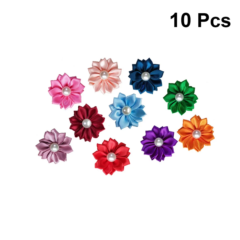 

10PCS Pet Hairpin Lovely Pet Headdress Flower Delicate Pet Flowers Rubber Bands Hairpin Creative Petal Pearl Pet Hair Accessorie