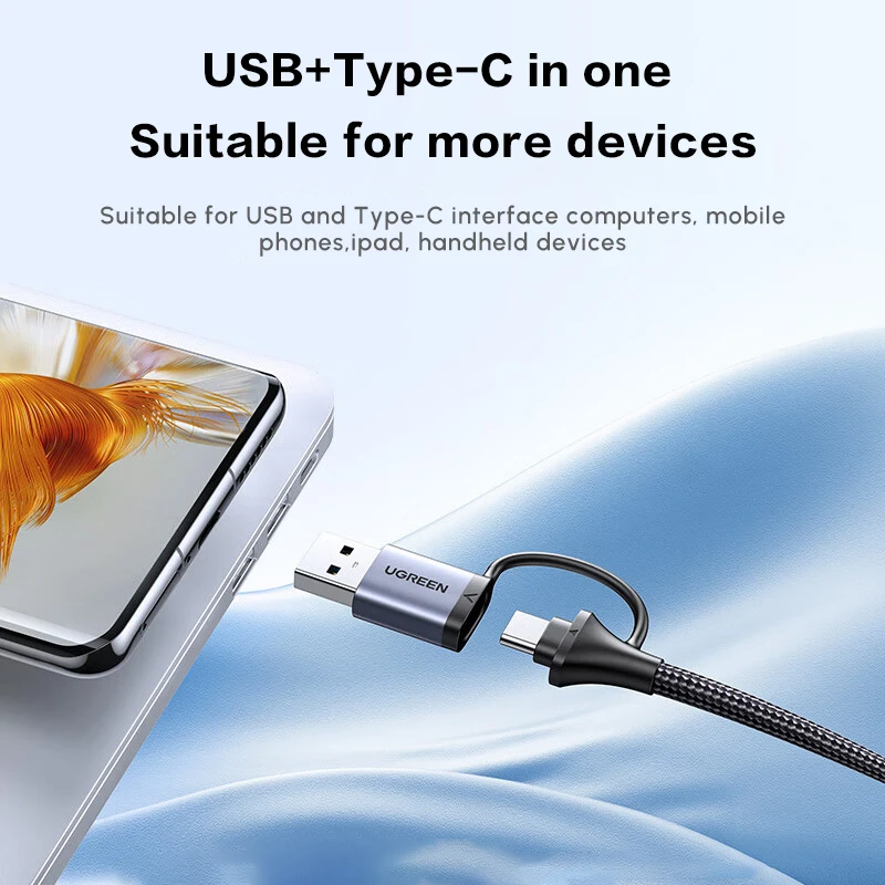 UGREEN USB A+C to Ethernet Adapter , 5 in 2 USB C Hub Ethernet with 3 USB 3.0 Ports/Gigabit Rj45, Plug & Play