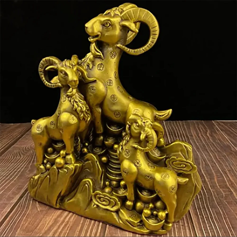 Pure Copper Sanyang Kaitai Sheep Ornaments