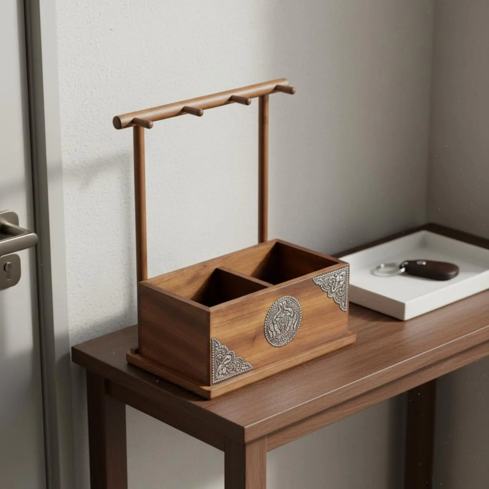 wooden-key-holder-solid-wood-wooden-key-stand-elephant-storage-box-handmade-desk-organizer-artisan-made-for-entryway-desktop