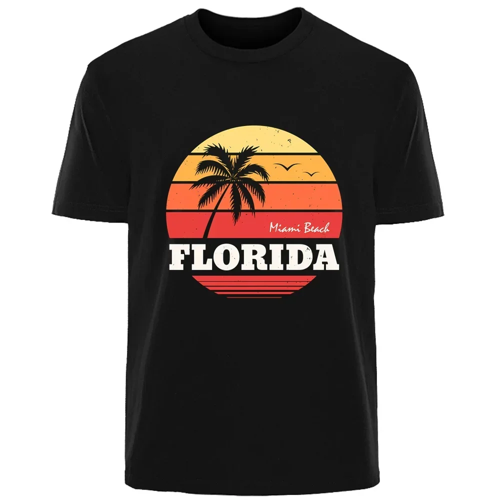 Trendy FLORIDA baskılı yaz yüksek kaliteli erkek 100% pamuk nefes ter emici T-Shirt rahat moda erkek sokak giyim mens t shirts