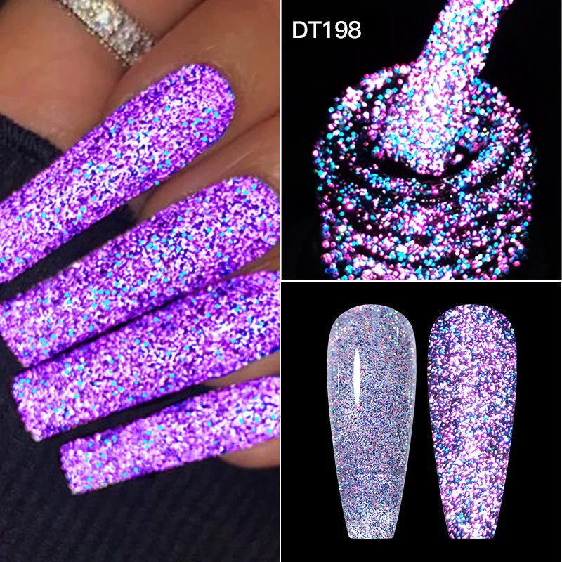 CONHEÇA ACROSS-Esmalte Gel Glitter Reflexivo, Efeito Refletivo Brilhante, Nail Art LED UV, Verniz Semi Permanente para Unhas, 7ml