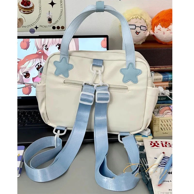 HAEX Kawaii Women Ita Bags 2024 New Fashion Casual Nylon Patchwork Crossbody borse a tracolla studenti giornalieri zaini con Badge fai da te