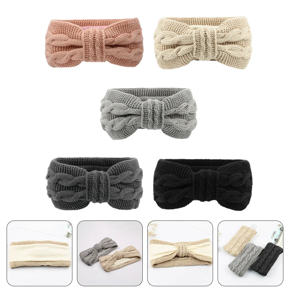 

5pcs Warm Headband Acrylic Yarn Hair Band Stretchy Soft Breathable For Women Girls Yoga Sports Exercise Lightweight Head Wrap
