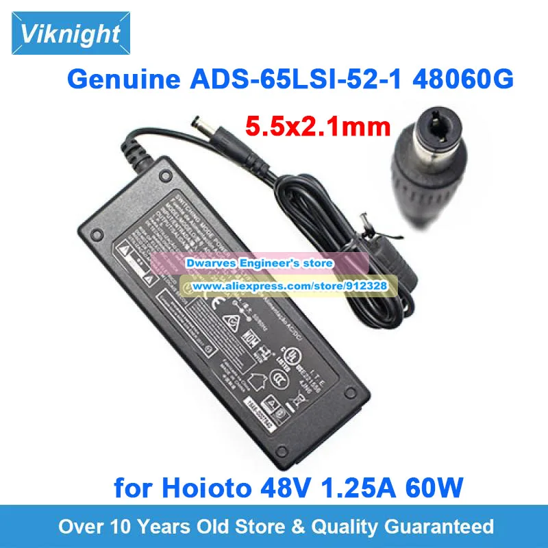 Genuine Hoioto ADS-65LSI-52-1 AC Adapter 48V 1.25A 60W ADS-65LSI-52-1 48060G ADS-65LSL-52-1 48060G Power Supply 5.5x2.1mm