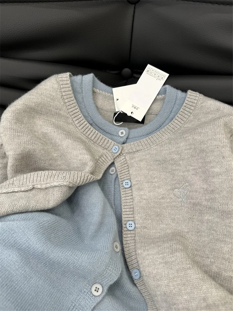 Korean Sle Color Blo Knitted Cardigan Women's Early Autumn ay Lazy High End Feeling Top Outerwear Sweater Jaet