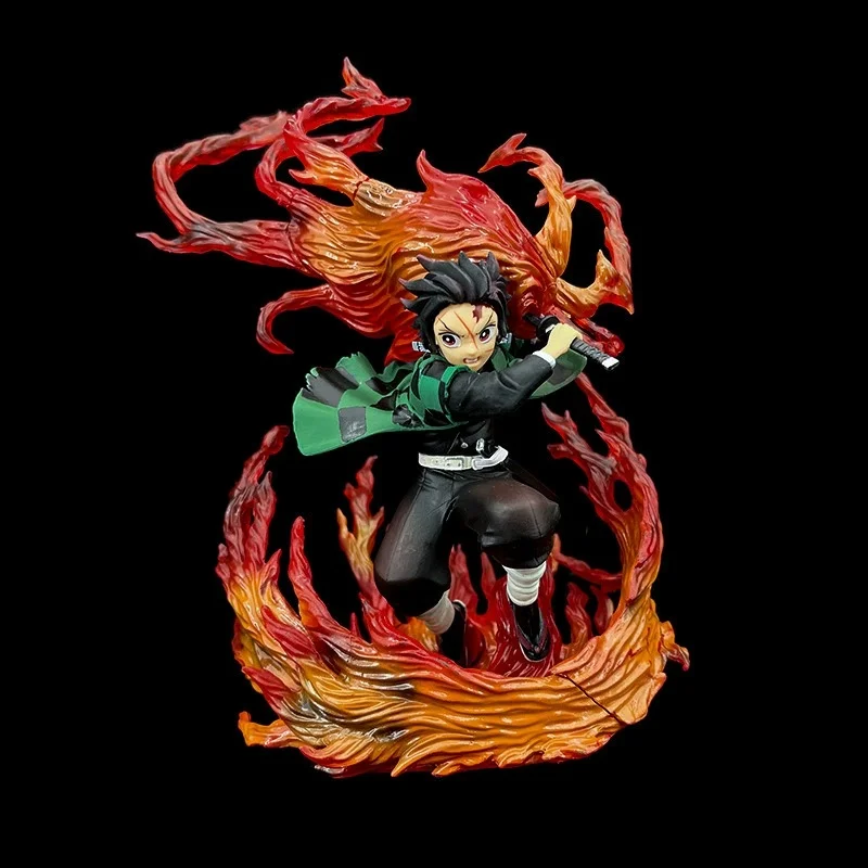 Anime 23cm Demon Slayer: Kimetsu No Yaiba Kamado Tanjiro Breath Of Fire Handmodell Desktop-Dekorationen Geburtstagsgeschenk