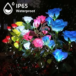 Outdoor Waterproof Solar Lawn Lights, Rose Flower Tree Light, Iluminação da paisagem, Lâmpada LED para jardim, Pátio, Quintal, 7 cabeças