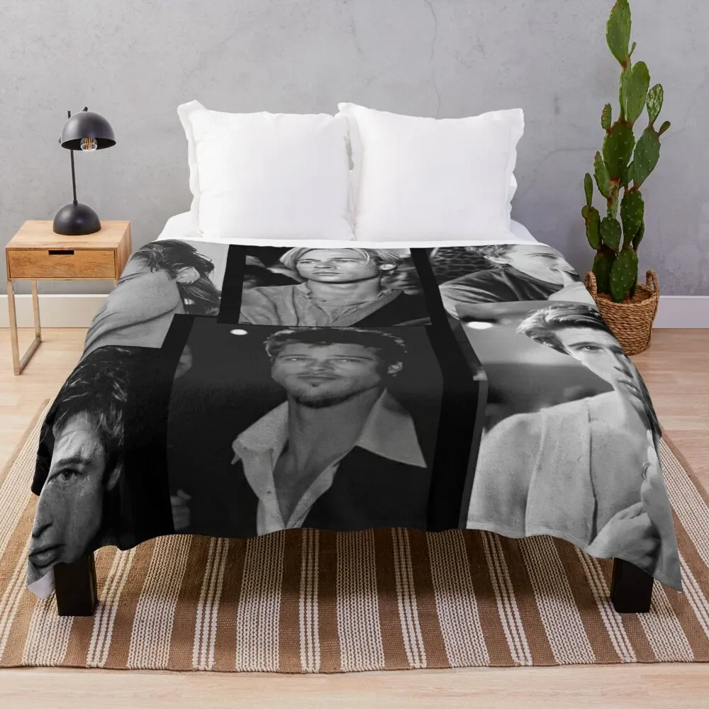 Brad pitt collage Throw Blanket Warm Napping Blanket for Office Couch Bed