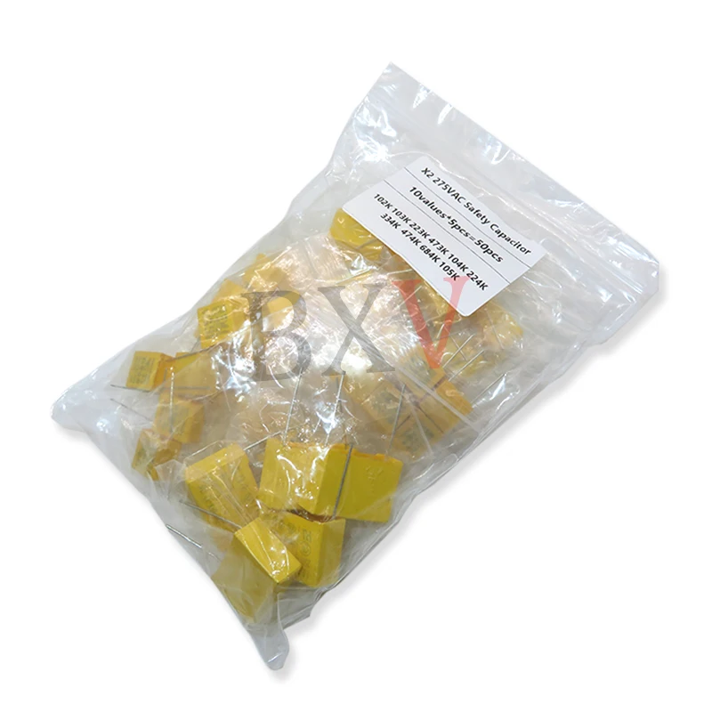 50PCS/Set 10Values*5pcs 275VAC X2 Safety Capacitor Package Electronic Component Package 102K-105K