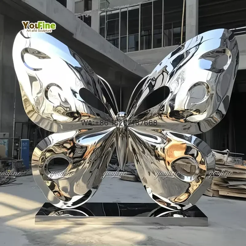Wmwmnu French Butterfly Garden Stainless Steel Sculpture Papillons Metal Art Outdoor Yard Decor Lawn Ornament for Home Patio