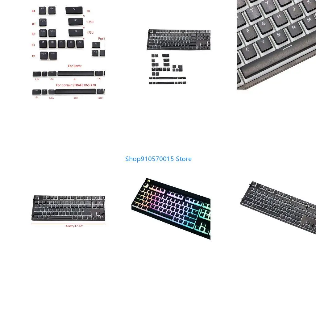 B95C PBT Doubleshot Keycap OEM Back Light for Mechanical Keyboards Black GH60