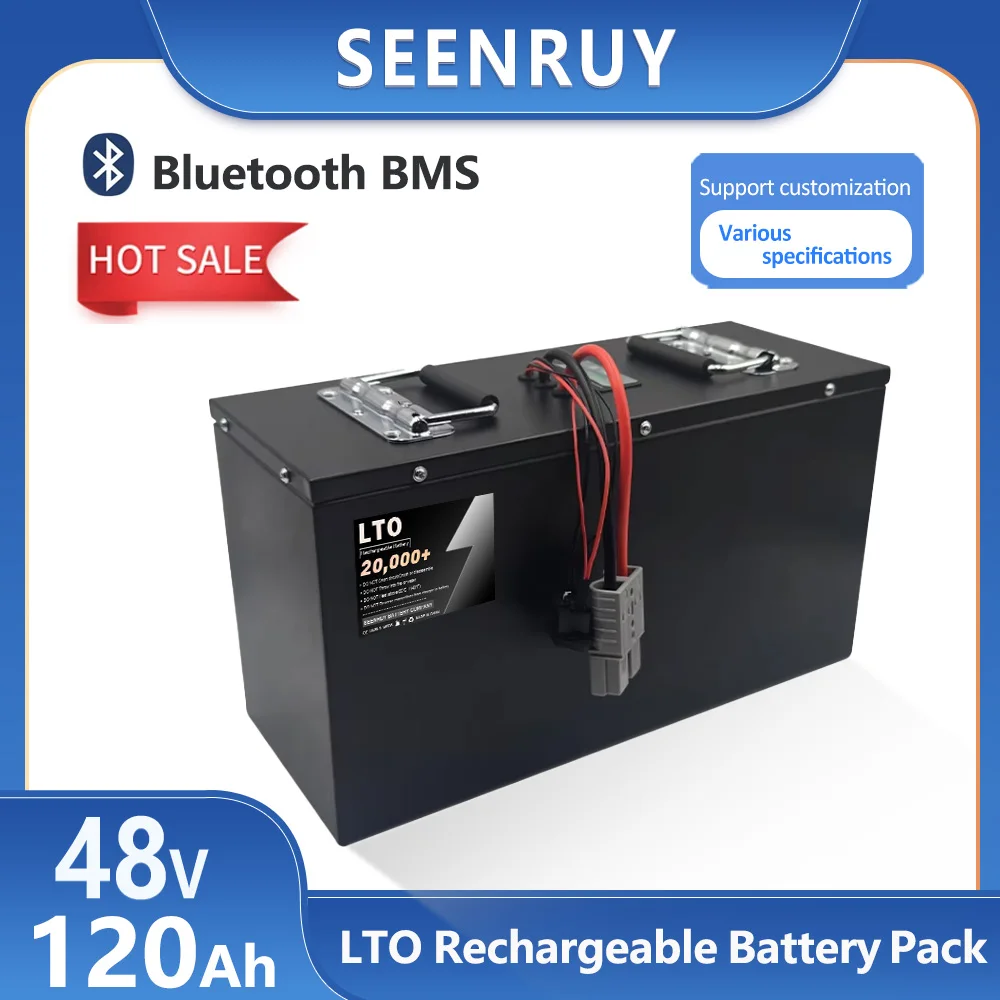 48V 120AH LTO Built-in 100A BMS With Bluetooth Lithium Titanate Battery For EV Autocaravans Solar Wind Power System RV