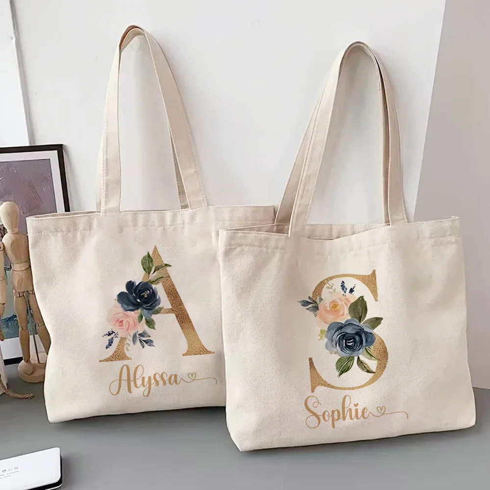 

Personalized Bridesmaid Tote Bag Letter with Name Shoulder Bags Bridal Bachelorette Party Bag Bride Wedding Handbag Gift for Her