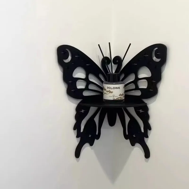 Rak pajangan kristal Retro mengambang, rak dinding kayu untuk lilin dan batu dekorasi ruangan elegan Ideal untuk estetika rumah