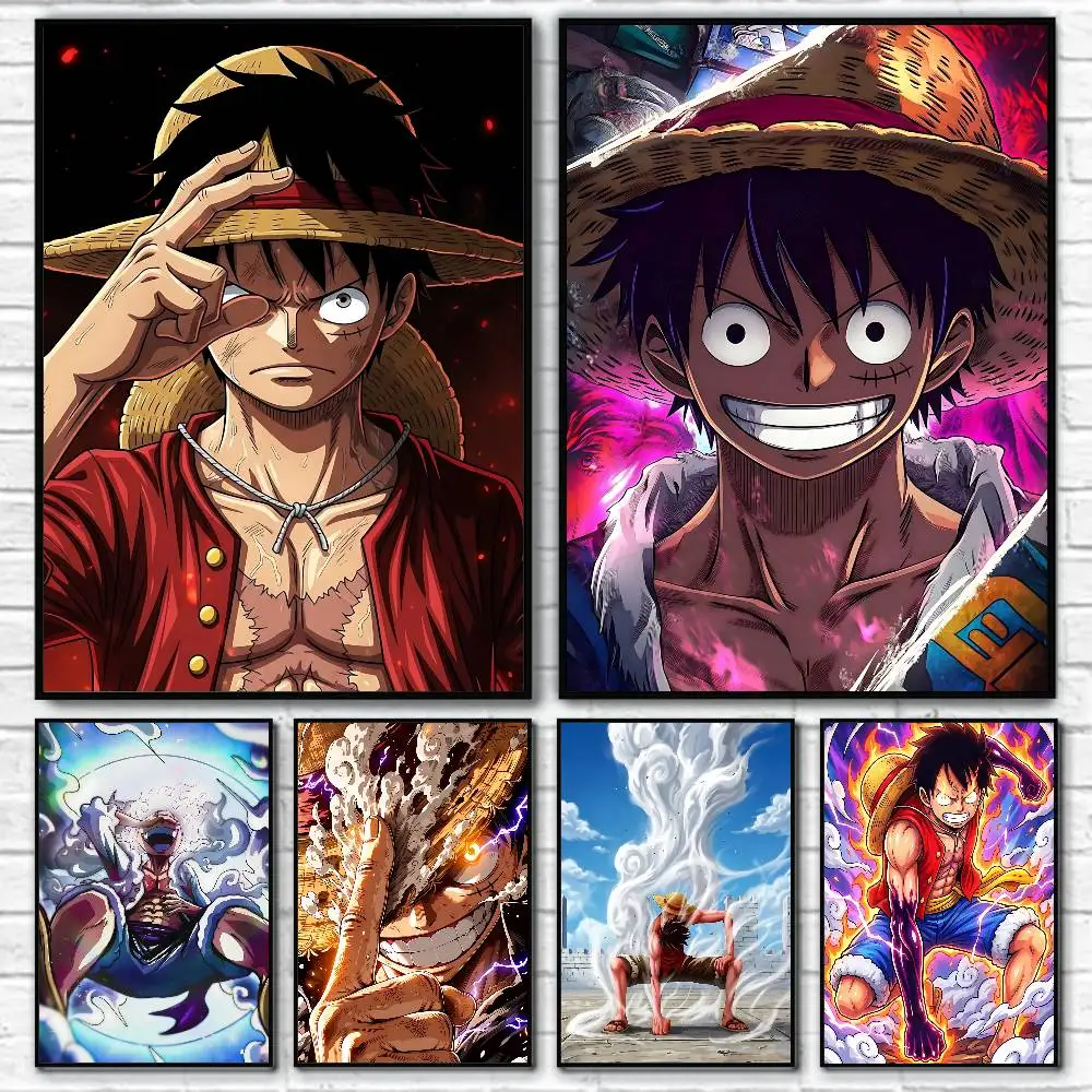 Anime One Piece Luffy Posters Fancy Wall Sticker for Living Room Bar Decoration Wall Decor