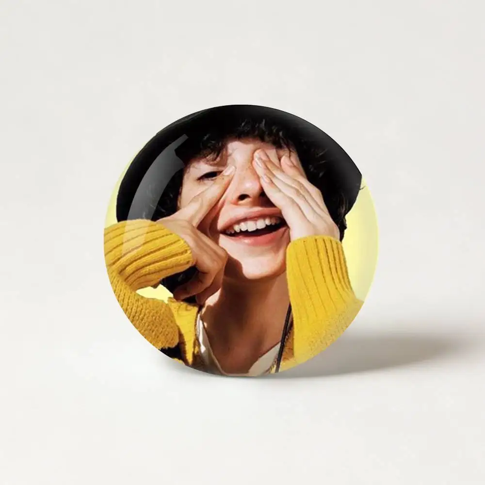 finnS-N Young Actor W-wolfhard Badge fragmentation laser Game Figure Soft Button Pins Handmade Cartoon Round Brooch Bag