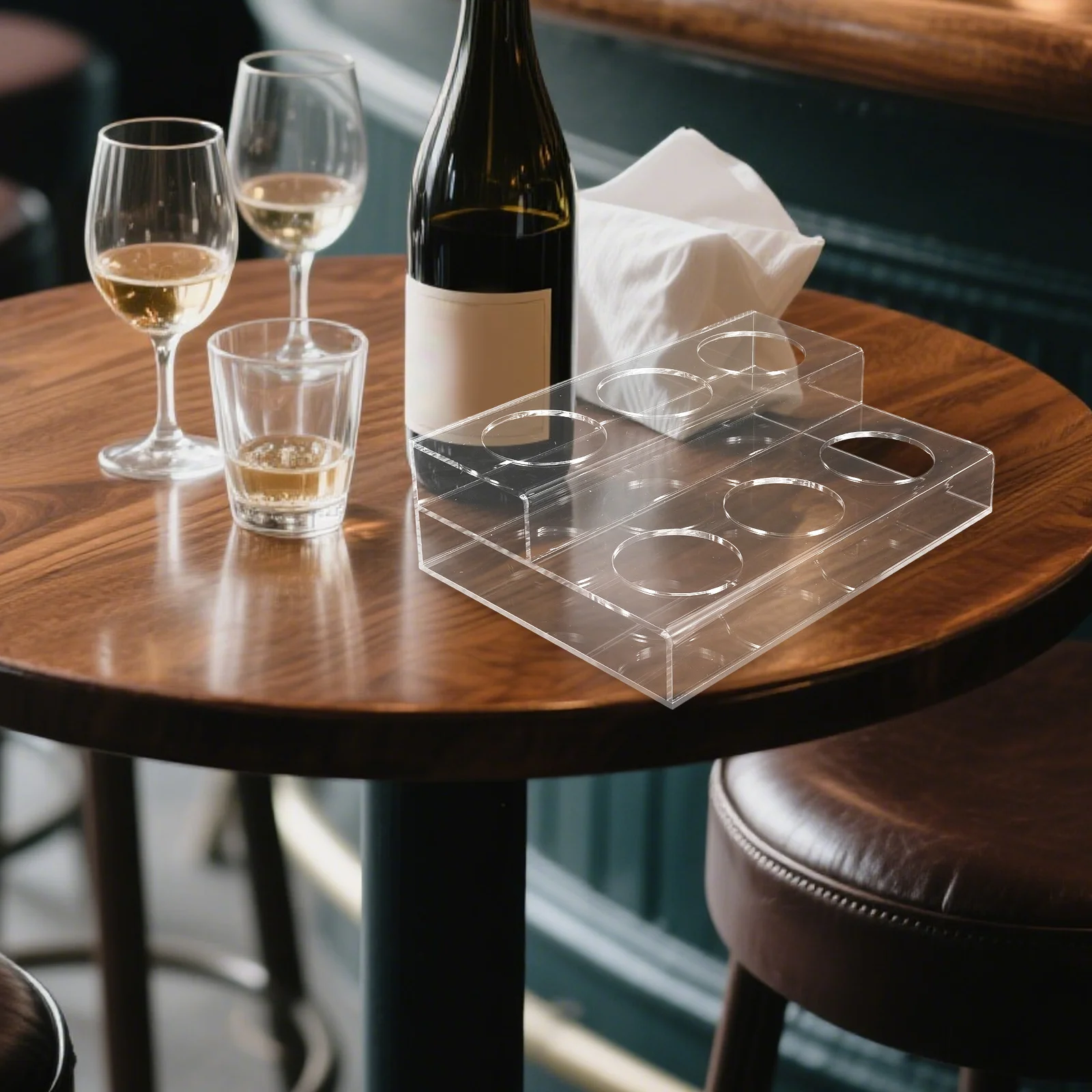 

6-Slots Acrylic Coffee Syrup Organizer Sleek Multi-Functional Syrup Rack for Coffee Bar Kitchen Countertop Wine Bottle Holder