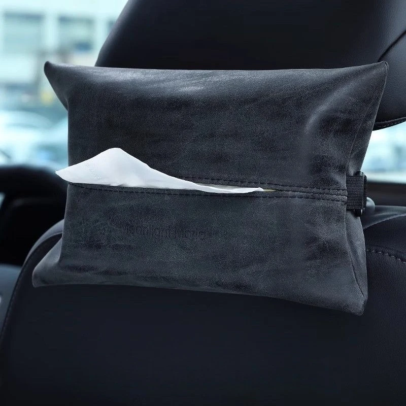 

Car Tissue Box Console-Mounted Seat Back Hanging Car Interior Accessory PU Leather Simple Style Car Tissue Box