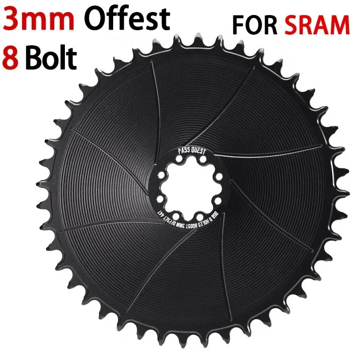 Plato de 8 pernos de compensación de 3mm, plato de bicicleta de dientes anchos y estrechos para SRAM FORCE ETAP AXS 12s, manivela de montaje directo para bicicleta de carretera de montaña roja.