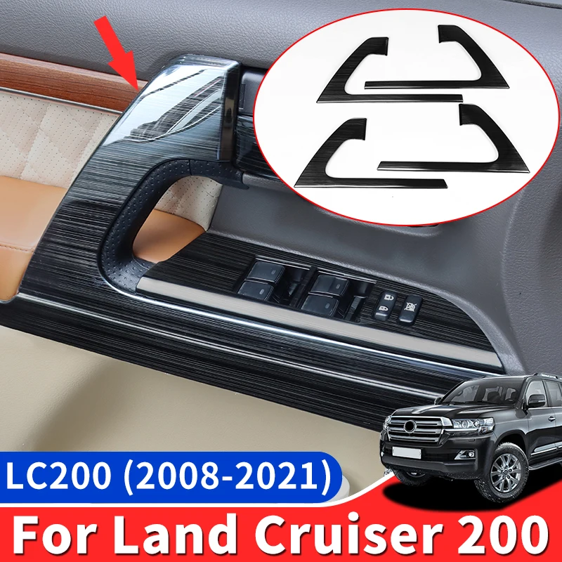 For Toyota Land Cruiser 200 LC200 2008-2021 Car Door inside Handle Cover Interior Decoration  upgraded Modification Accessories